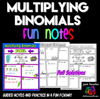 Preview of Multiplying Binomials FOIL FUN Notes Doodle Pages