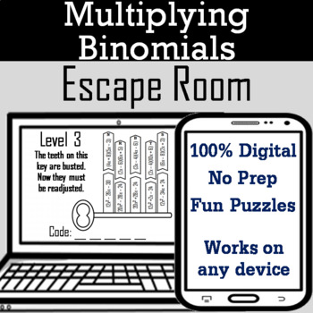 Preview of Multiplying Binomials Activity (FOIL Method): Digital Escape Room Breakout Game