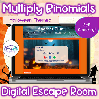 Preview of Multiplying Binomials Halloween Themed Digital Escape Room