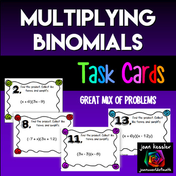 Preview of Multiplying Binomials Task Cards FREEBIE