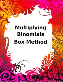 Multiplying Binomials Using Box Method (Worksheet or Quiz) TPT