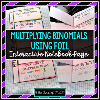 Preview of Multiplying Binomials Using the FOIL Method Flip Book
