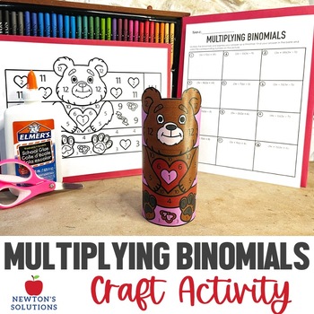 Preview of Multiplying Binomials and Simplifying Valentine's Day Coloring Craft