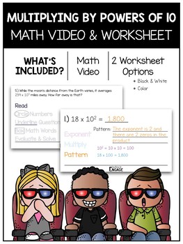 Preview of 5.NBT.2: Multiplying By Powers of 10 Math Video and Worksheet