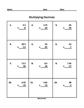 multiplying decimals by all star math teachers pay teachers