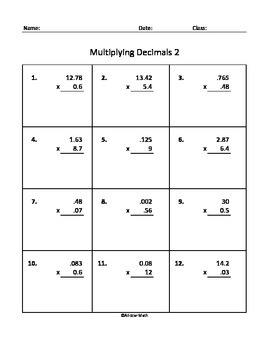 multiplying decimals by all star math teachers pay teachers