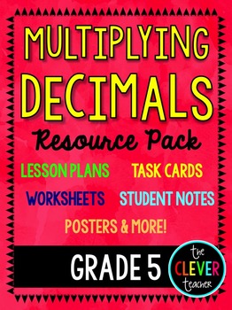 Preview of Multiplying Decimals - Lesson Plans, Task Cards, and Quiz
