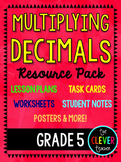 Multiplying Decimals - Lesson Plans, Task Cards, and Quiz