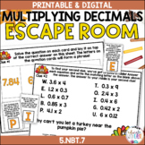 Multiplying Decimals 5.NBT.7 THANKSGIVING ESCAPE ROOM | Di