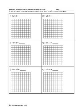 multiplying decimals 5 nbt 7 worksheets with answer keys tpt