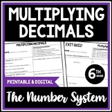 Multiplying Decimals, 6th Grade Lesson Packet & Exit Quiz,
