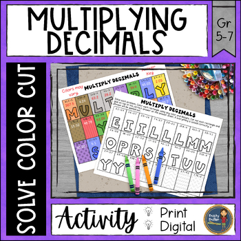 Preview of Multiplying Decimals Activity - Math Solve Color Cut