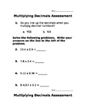 Multiplying Decimals Assessment
