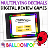 5th Grade Multiplying Decimals Digital Math Review Games B