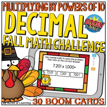 Preview of Multiplying Decimals Boom Cards | Fall Math Activity