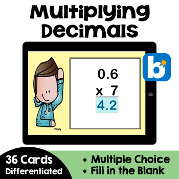 Preview of Multiplying Decimals Boom Cards - Self Correcting Digital Task Cards