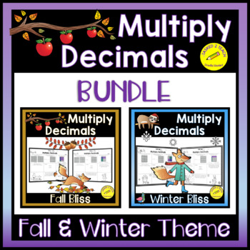 Preview of Multiplying Decimals Worksheets Bundle | 5th Grade Fall and Winter Math