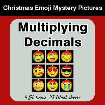 Multiplying Decimals - Christmas EMOJI Color-By-Number Math Mystery Pictures