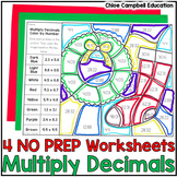 Multiplying Decimals - Christmas Math Worksheets - Color b