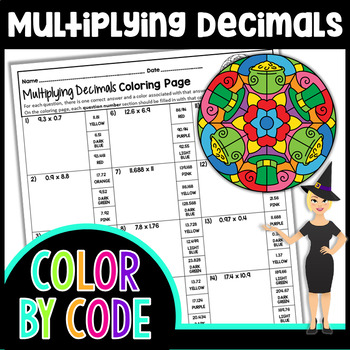 Preview of Multiplying Decimals Color By Code | Math Color By Number