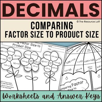 Preview of Multiplying Decimals Comparing the Size of Product to Size of One Factor Spring