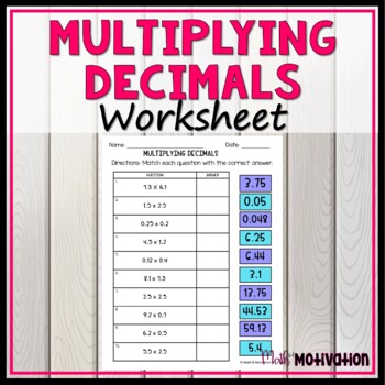 Preview of Multiplying Decimals Worksheet