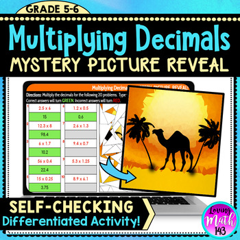 Preview of Multiplying Decimals Digital Math Mystery Reveal {FREEBIE!}