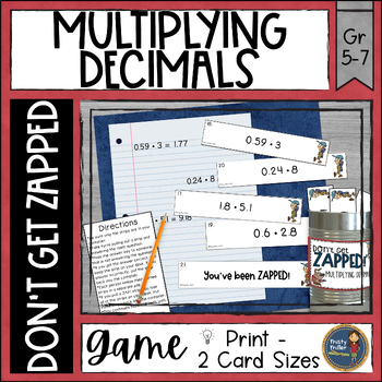 Preview of Multiplying Decimals Don't Get ZAPPED Partner Math Game - Math Center and Review