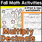 Multiplying Decimals Fall Math Worksheets - 5th Grade Than