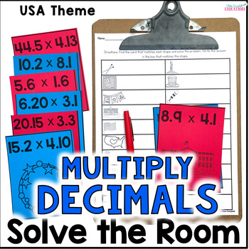 Preview of Multiplying Decimals Game - USA Activity - 5th Grade Math Center