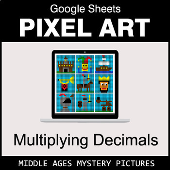 Preview of Multiplying Decimals - Google Sheets Pixel Art - Middle Ages