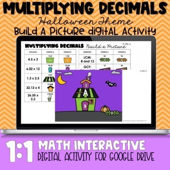 Preview of Multiplying Decimals Halloween Math Digital Practice Activity