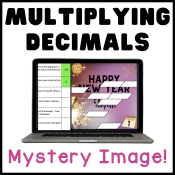 Preview of Multiplying Decimals | Happy New Year Activity | Digital Math Mystery Image