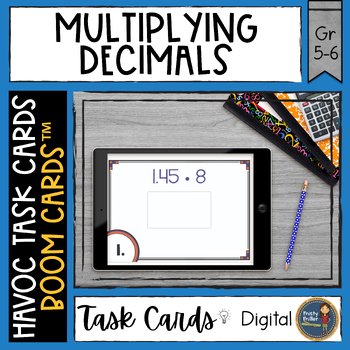 Preview of Multiplying Decimals Havoc Boom Cards™ Digital Task Cards