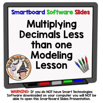 Preview of Multiplying Decimals Less Than One Models Smartboard Slides Lesson