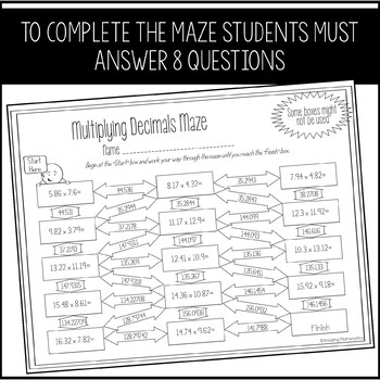 multiplying decimals worksheet maze activity by amazing mathematics