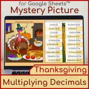 Preview of Multiplying Decimals | Mystery Picture Thanksgiving Day Pixel Art