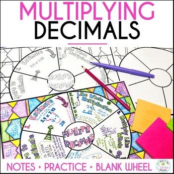 Preview of Multiplying Decimals Guided Notes Doodle Math Wheel 5th Grade