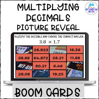 Preview of Multiplying Decimals Picture Reveal Boom Cards--Digital Task Cards