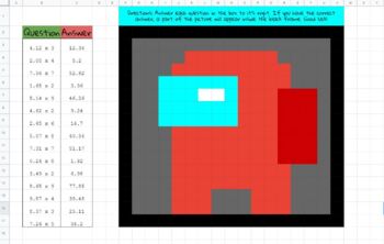 Preview of Multiplying Decimals Pixel Art (Among Us)