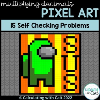 Preview of Multiplying Decimals Pixel Art - Among Us