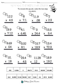 Multiplying Decimals Puzzle Worksheet by Brittany's Guide Resources