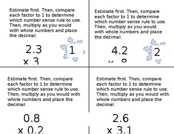 Preview of Multiplying Decimals Task Cards