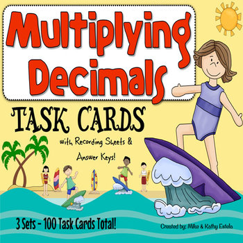 Preview of Multiplying Decimals Task Cards {Multiple Choice, Standard Form and Word Form}