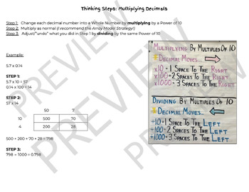 Preview of Multiplying Decimals Thinking Steps