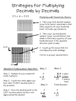 multiplying decimals using visual models poster freebie tpt