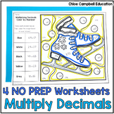 Multiplying Decimals - Winter Math Worksheets - Color by N