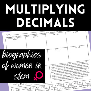 Preview of Multiplying Decimals - Women's History in STEM Biography Worksheet