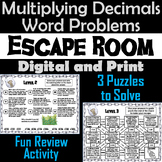 Multiplying Decimals Word Problems Activity: Escape Room  