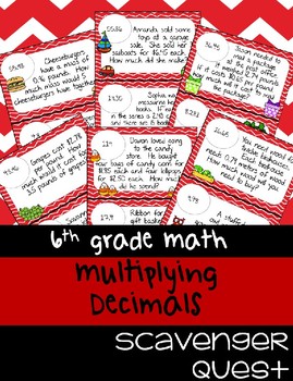 Preview of Multiplying Decimals Word Problems - Math Scavenger Quests
